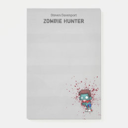 Zombie Hunter with Blood Splatter Creepy Cool Post-it Notes