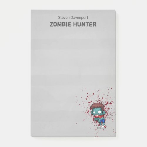 Zombie Hunter with Blood Splatter Creepy Cool Post_it Notes
