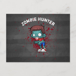 Zombie Hunter with Blood Splatter Creepy Cool Postcard