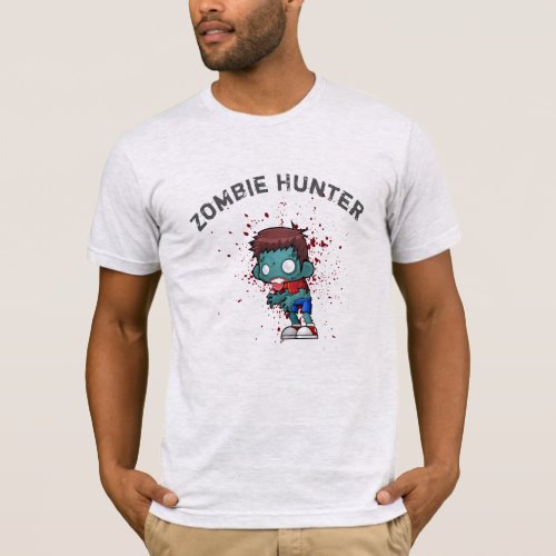 Zombie Hunter with Blood Splatter Creepy Cool T_Shirt
