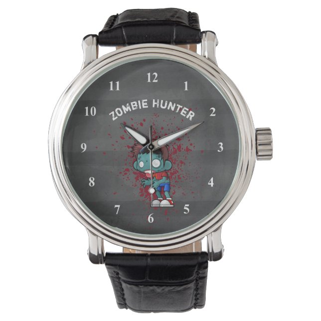 Zombie Hunter with Blood Splatter Creepy Cool Watch (Front)