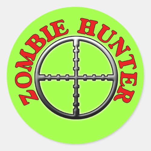 Zombie Hunter with Crosshairs Classic Round Sticker