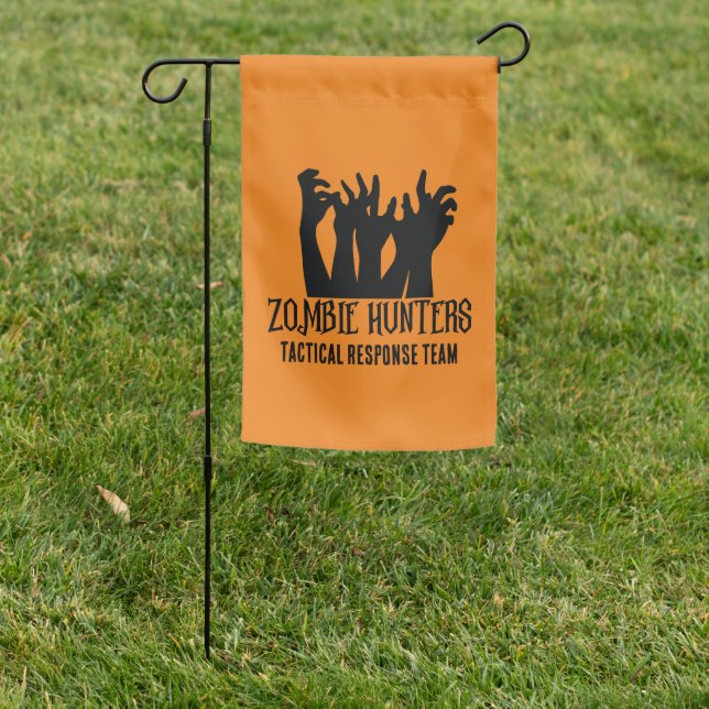 Zombie Hunters Tactical Response Team Halloween Garden Flag (In SItu)