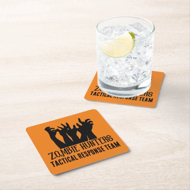 Zombie Hunters Tactical Response Team Square Paper Coaster (Insitu)
