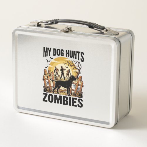 Zombie Hunting Dog Vintage Halloween Tee_1 Metal Lunch Box