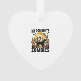 Zombie Hunting Dog Vintage Halloween Tee_1 Ornament
