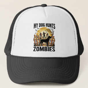 Zombie Hunting Dog Vintage Halloween Tee_1 Trucker Hat