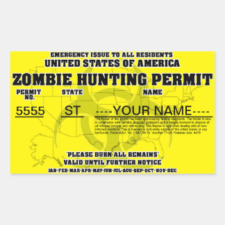 Zombie Hunting Permit Rectangular Sticker