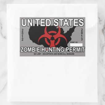 Zombie Hunting Permit Sticker | Zazzle