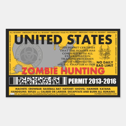 Brabantia Household Trash Dustbins Indiana Zombie Hunting Permit Sticker - Die-Cut Decal, 4" X 3", Outbreak Response Team Design Numbers & Letters Décor Decals, Stickers & Vinyl Art - Foto 2