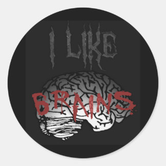 Zombie: I Like Brains Classic Round Sticker