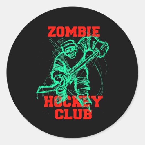 Zombie Ice Hockey Club Halloween Trick Or Treat Co Classic Round Sticker