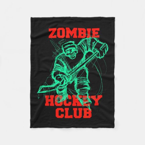 Zombie Ice Hockey Club Halloween Trick Or Treat Co Fleece Blanket