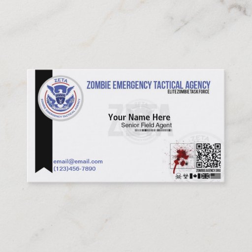 Customizable Zombie ID/Business Card ZETA