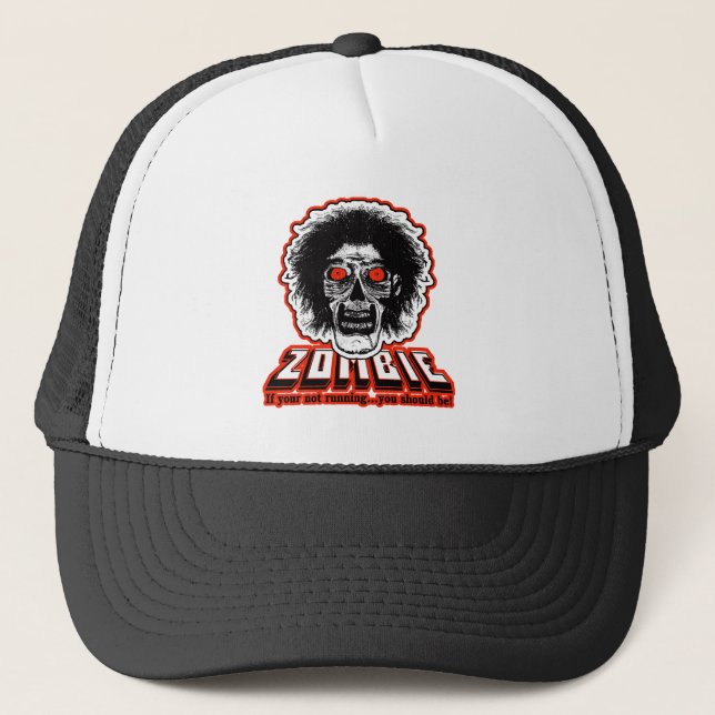 ZOMBIE - If your not running...you should be! Red Trucker Hat (Front)