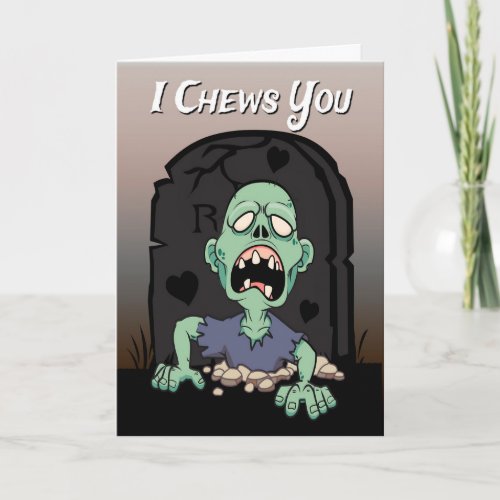 Zombie in a Cemetery for Valentines Day Card