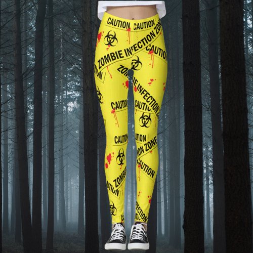 Zombie Infected Caution Blood Spattered Leggings