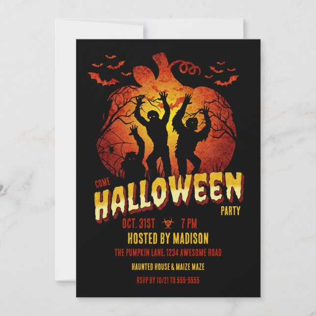 Zombie Infection Halloween Invitation (Front)