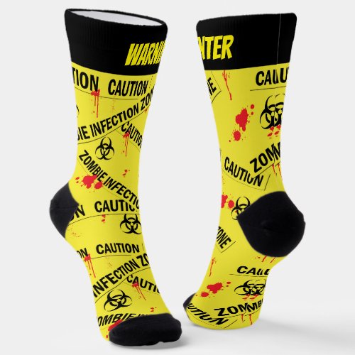 Zombie Infection Zone Keep Out Yellow Socks