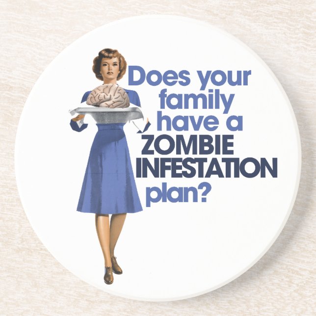 Zombie Infestation Plan Drink Coaster (Front)