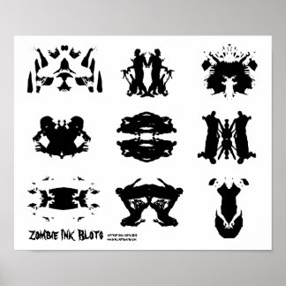 Zombie Ink Blot Rorschach dark psychology Art Poster