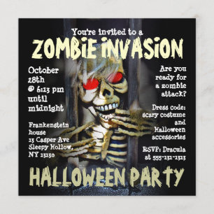 Zombie Invasion Halloween Party Invitation