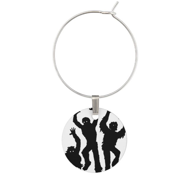 Zombie Invasion Wine Glass Charm (Front)