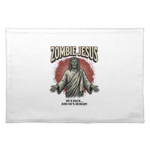 Zombie Jesus Vintage Engraving Funny Shirt Design_ Cloth Placemat