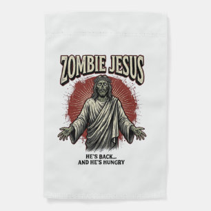 Zombie Jesus Vintage Engraving Funny Shirt Design_ Garden Flag