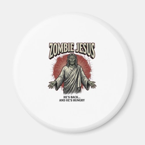 Zombie Jesus Vintage Engraving Funny Shirt Design_ Magnet