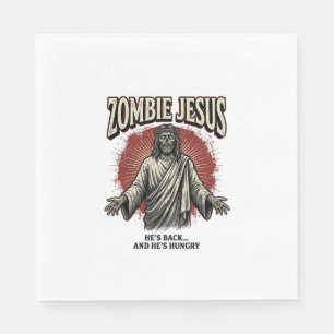 Zombie Jesus Vintage Engraving Funny Shirt Design_ Napkins