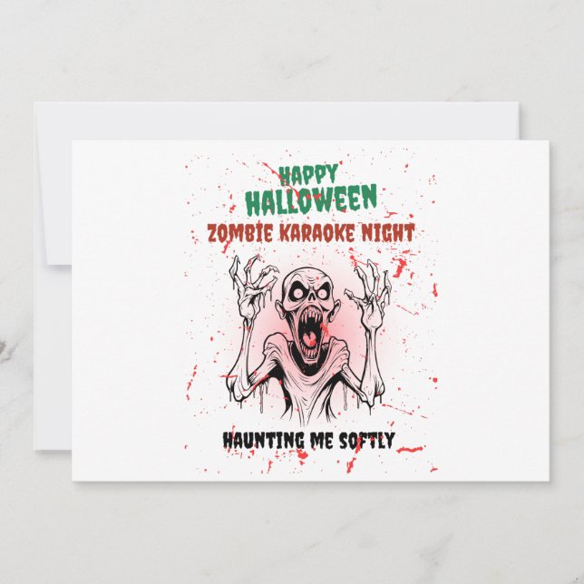 Zombie Karaoke Night – Funny Halloween Party Invitation (Front)