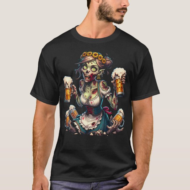 Zombie Kellnerin Dirndl T-Shirt (Front)