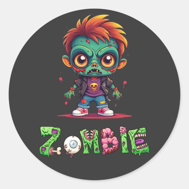 Zombie Kid - Ash Classic Round Sticker (Front)