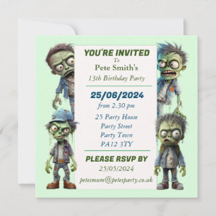 Zombie Kids Birthday Party Invitation