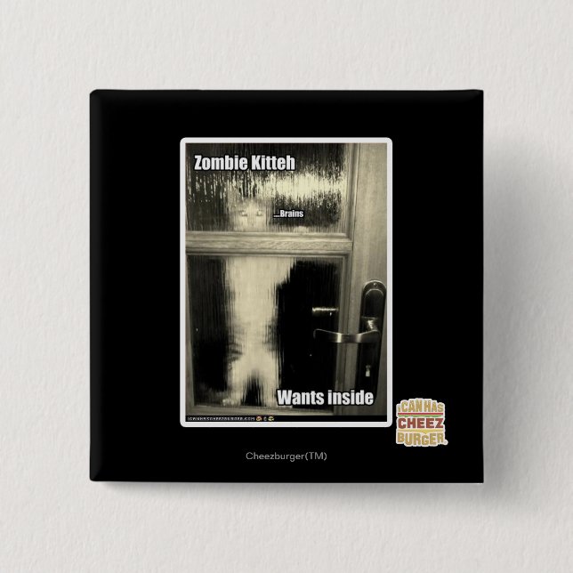 Zombie Kitteh Pinback Button (Front)