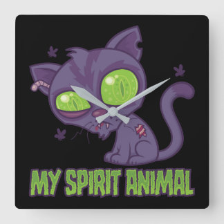 Zombie Kitten Is My Spirit Animal Square Wall Clock