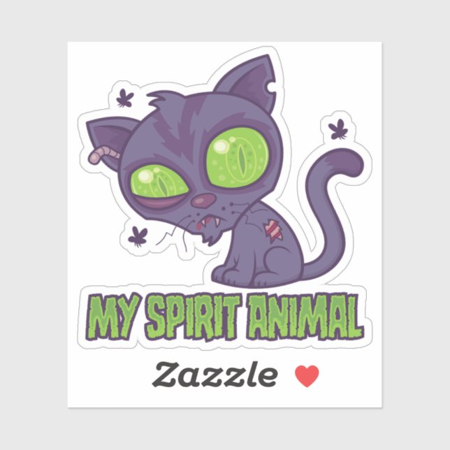 Zombie Kitten Is My Spirit Animal Sticker (Sheet)