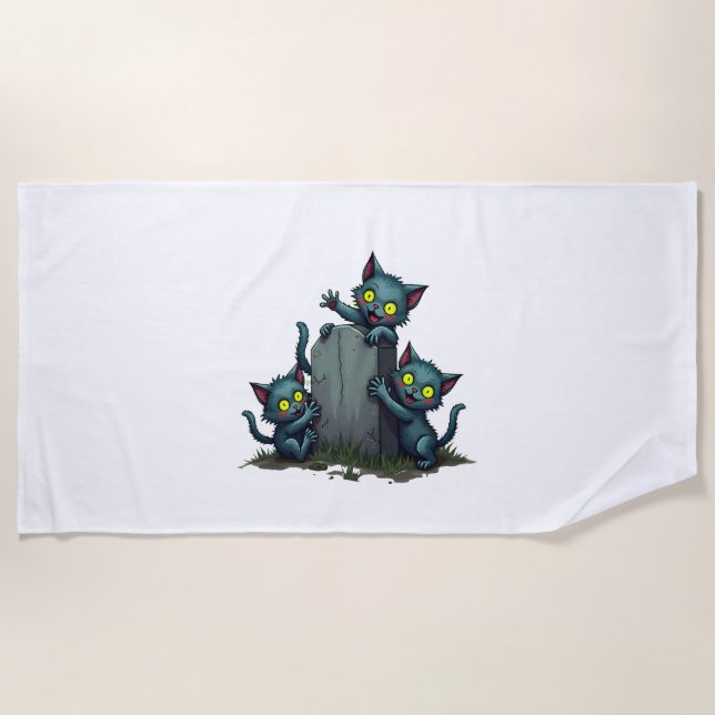 Zombie Kitten Uprising Beach Towel (Front)