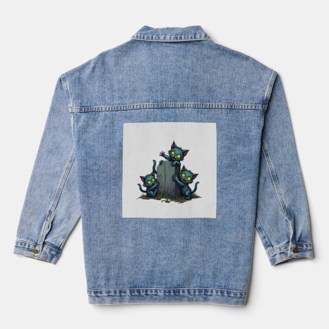 Zombie Kitten Uprising Denim Jacket (Back)