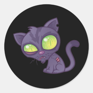 Zombie Kitty Classic Round Sticker