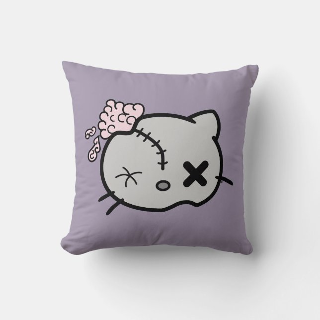 Zombie Kitty Throw Pillow (Front)