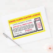 ZOMBIE KLOWN HUNTING LICENSE RECTANGULAR STICKER | Zazzle