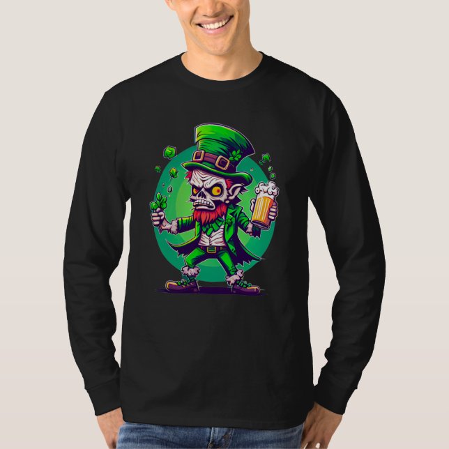 Zombie Leprechaun Irish St Paddy's Beer  3 T-Shirt (Front)