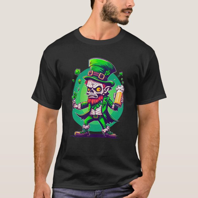 Zombie Leprechaun Irish St Paddy's Beer  3 T-Shirt (Front)
