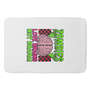 Zombie Love Brains Not Drama Vintage Horror Design Bath Mat