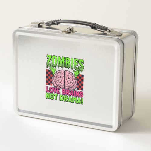 Zombie Love Brains Not Drama Vintage Horror Design Metal Lunch Box