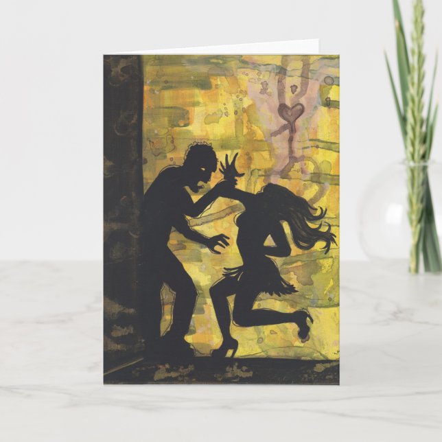 Zombie Love dark silhouette art Greeting Card (Front)