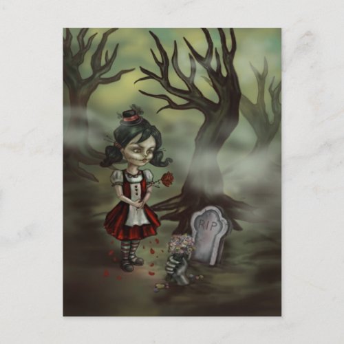 Zombie Love Finds True Love in a Graveyard Postcard