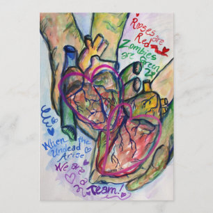 Zombie Love Poem Art Painting Invitations